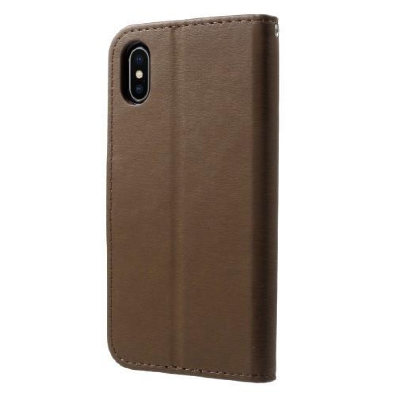 Texture PU kožené pouzdro na iPhone X - hnědé