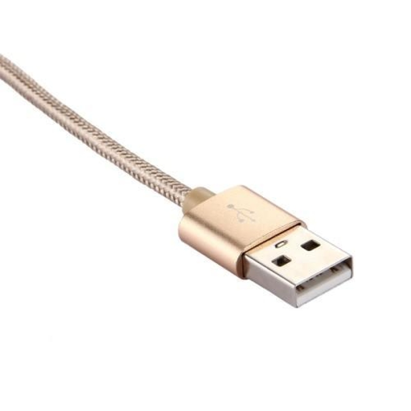 Texture tkaný micro USB Typ-C kabel pro synchronizaci a nabíjení / 3m - zlatý