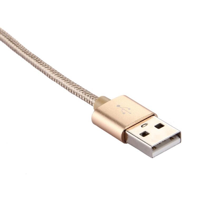 Texture tkaný micro USB Type-C kabel na nabíjení a synchronizaci / 1m - zlatý