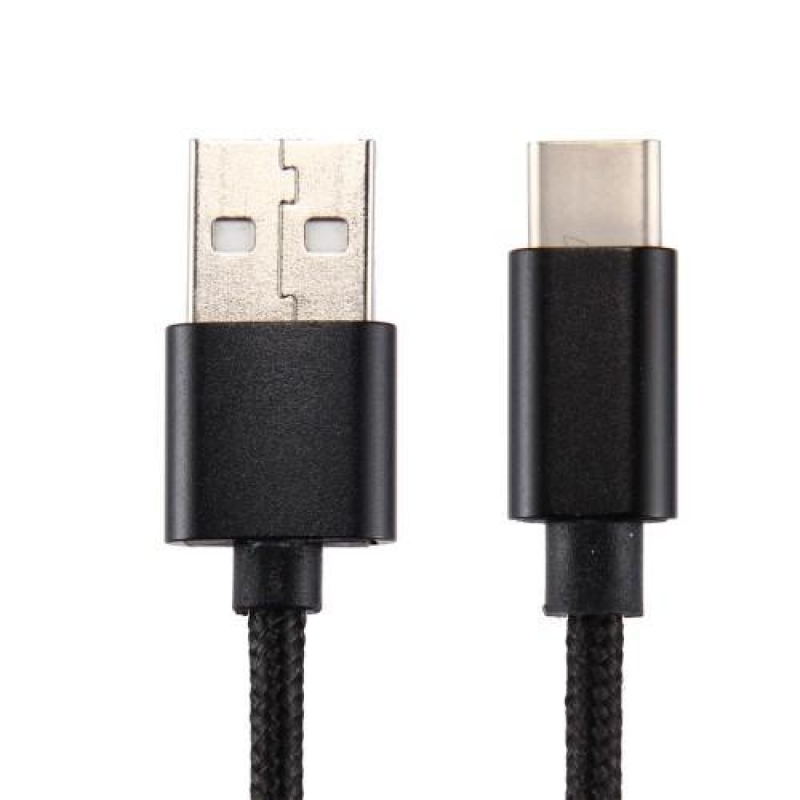 Texture tkaný micro USB Type-c kabel pro nabíjení a synchronizaci / 2m - černý