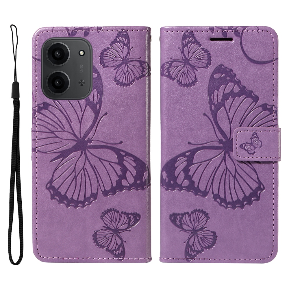 Big Butterfly knížkové pouzdro na Xiaomi Redmi 15C 4G/5G (173mm) - fialové