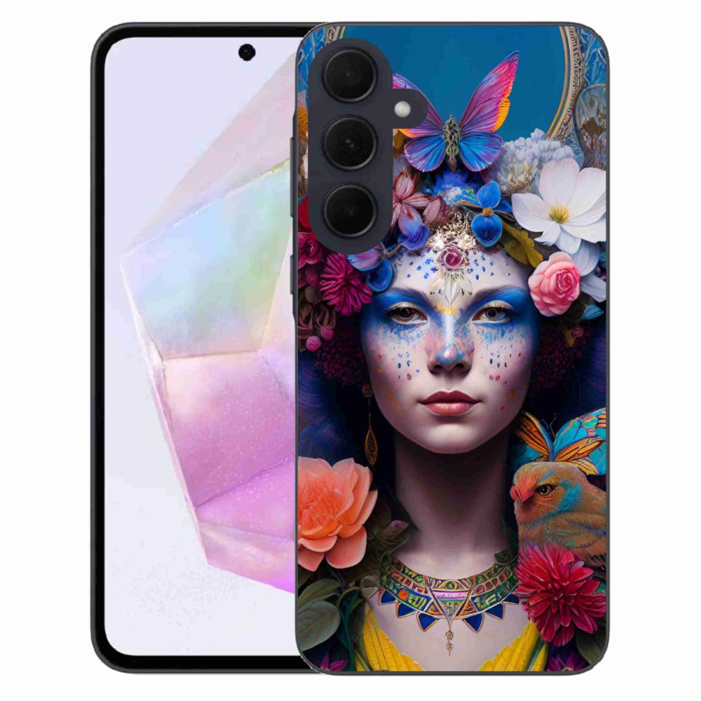 Gelový kryt mmCase na Samsung Galaxy A35 5G - žena s květinami