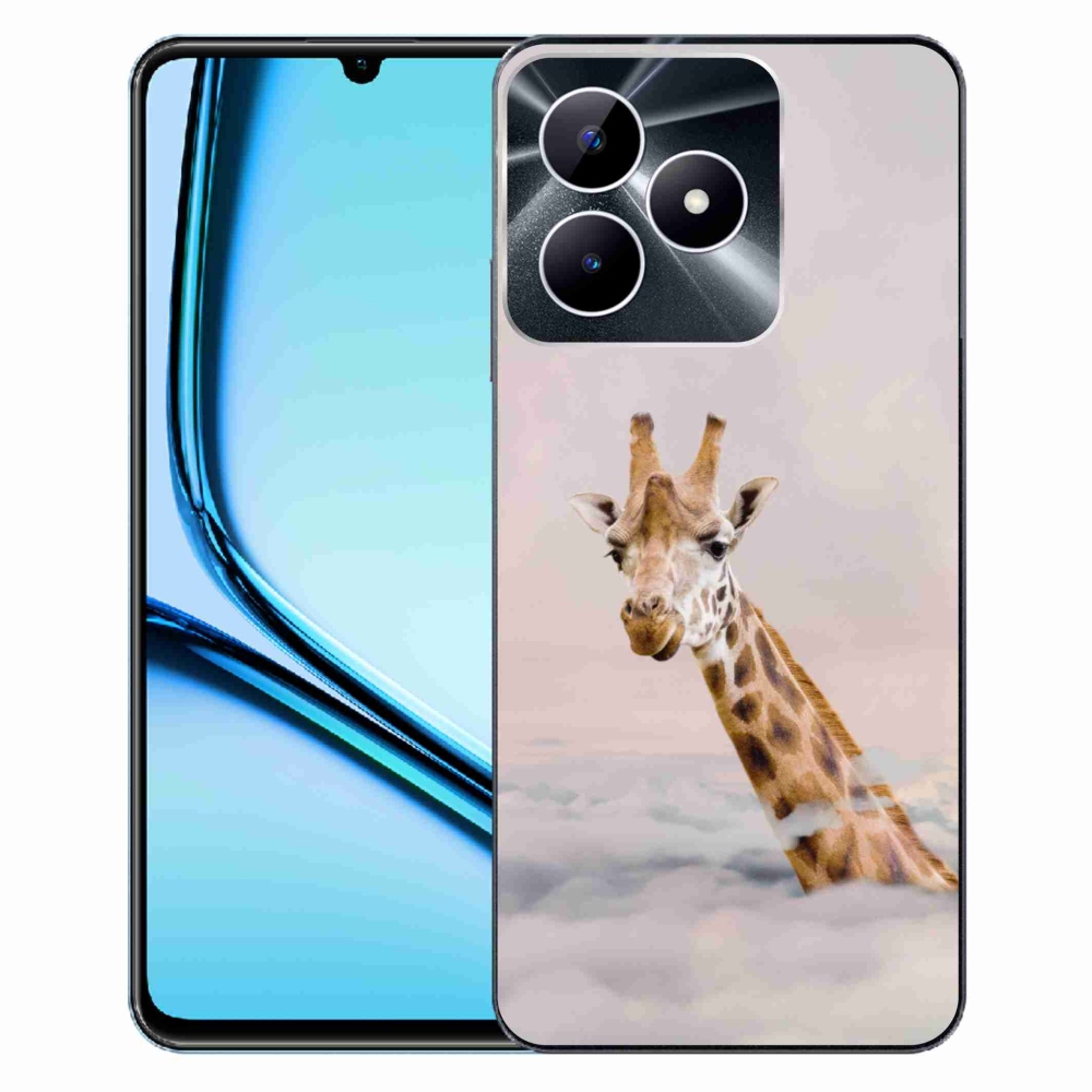 Gelový kryt mmCase na Realme Note 50 - žirafa v oblacích