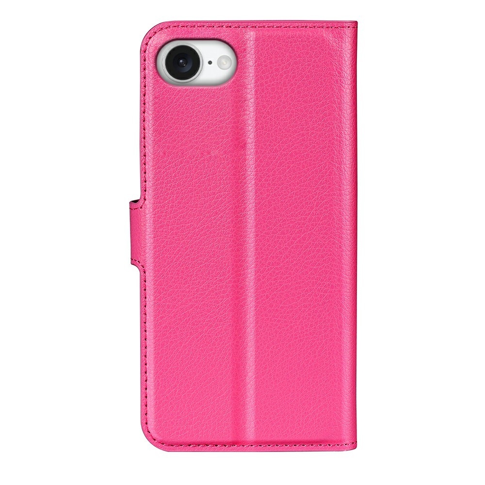 Litchi knížkové pouzdro na iPhone 16e - rose