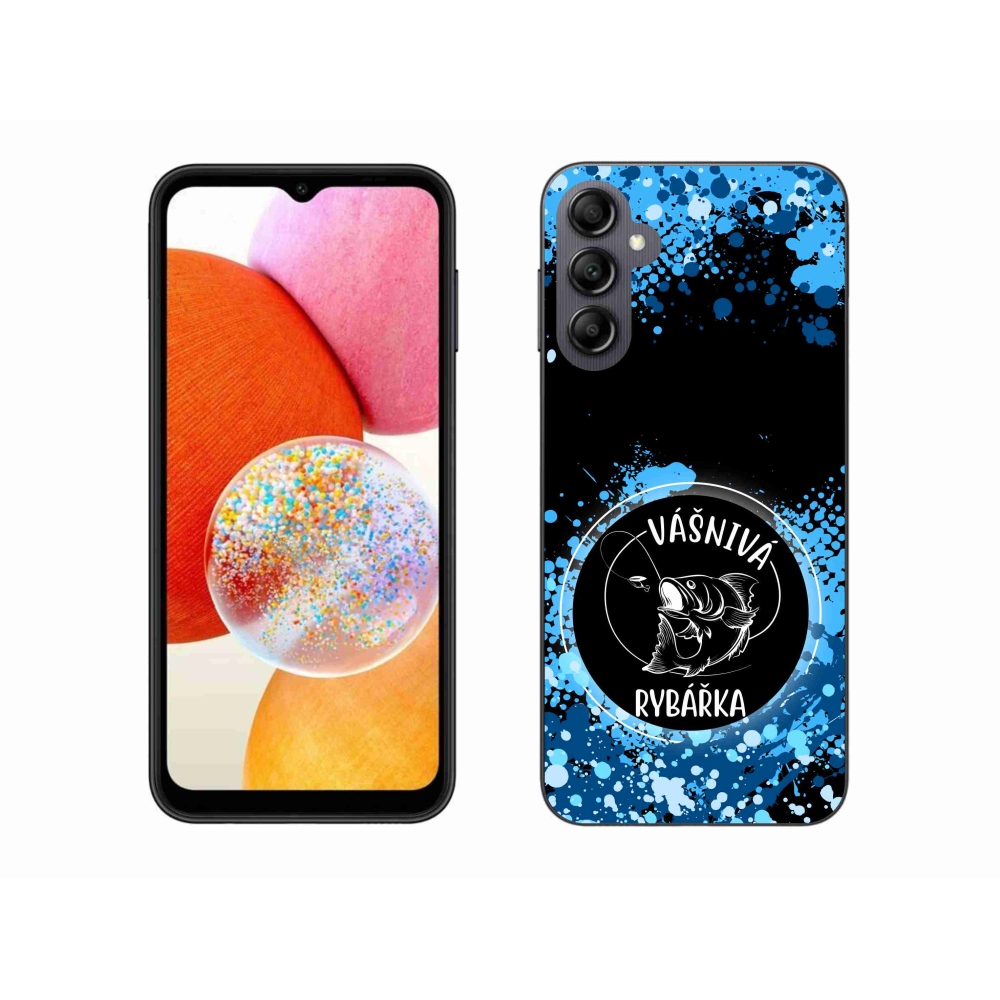 Gelový kryt mmCase na Samsung Galaxy A14 4G/5G - vášnivá rybářka černé pozadí