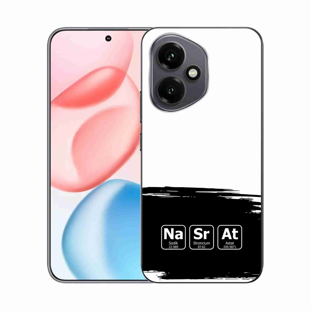 Gelový kryt mmCase na Honor 400 - chemické prvky černobílé pozadí