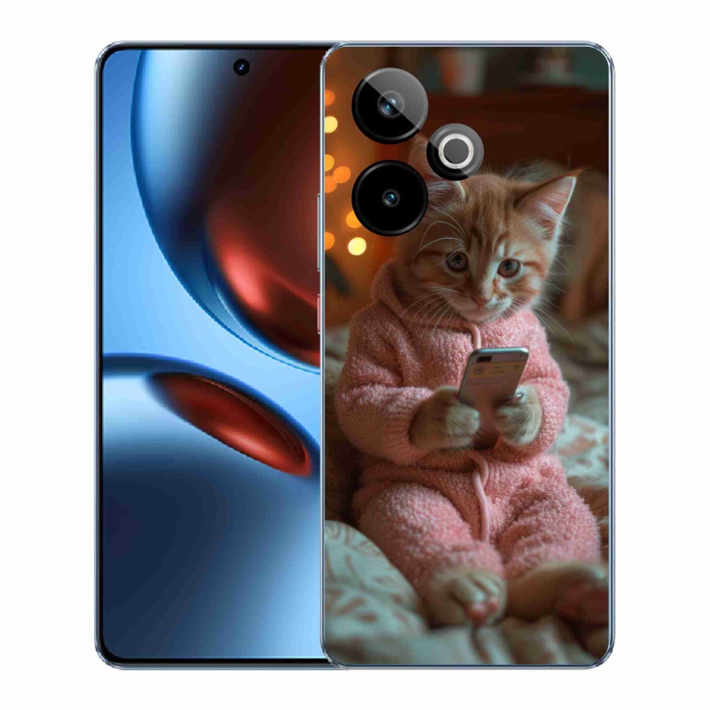 Gelový kryt mmCase na Realme GT 7 5G/GT 7T 5G - kotě s mobilem