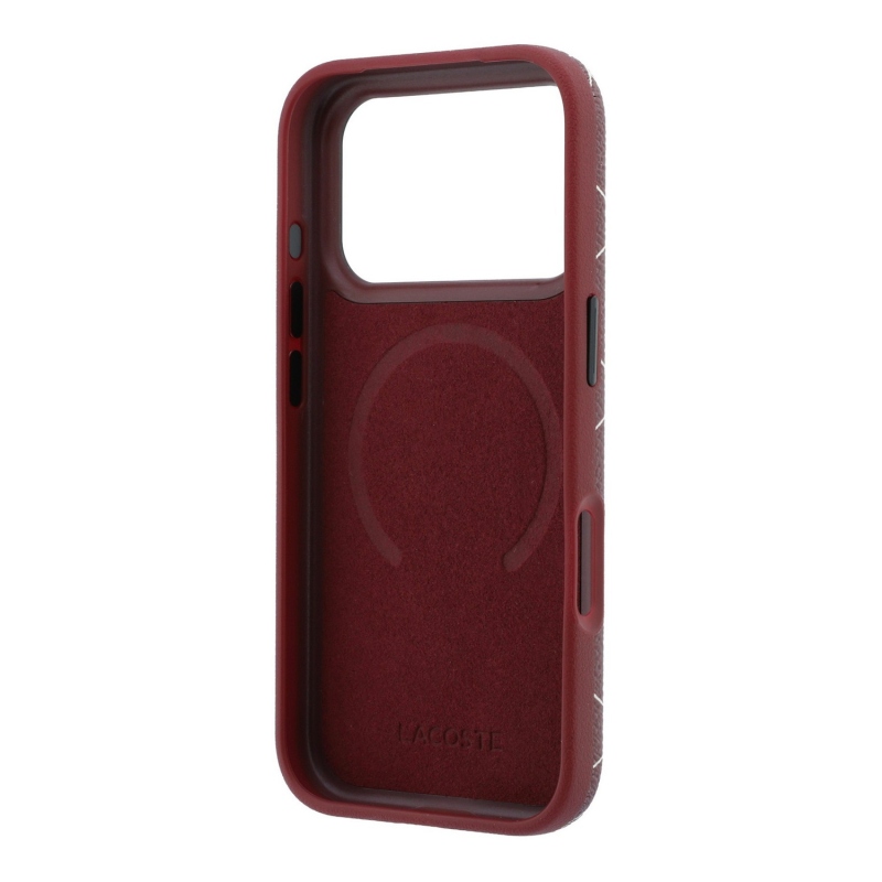 Lacoste PVC Semi Wrap Blend Ring Stand MagSafe Zadní Kryt pro iPhone 18 Pro Burgundy