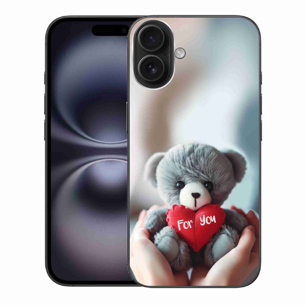 Gelový kryt mmCase na iPhone 16 Plus - medvídek pro zamilované