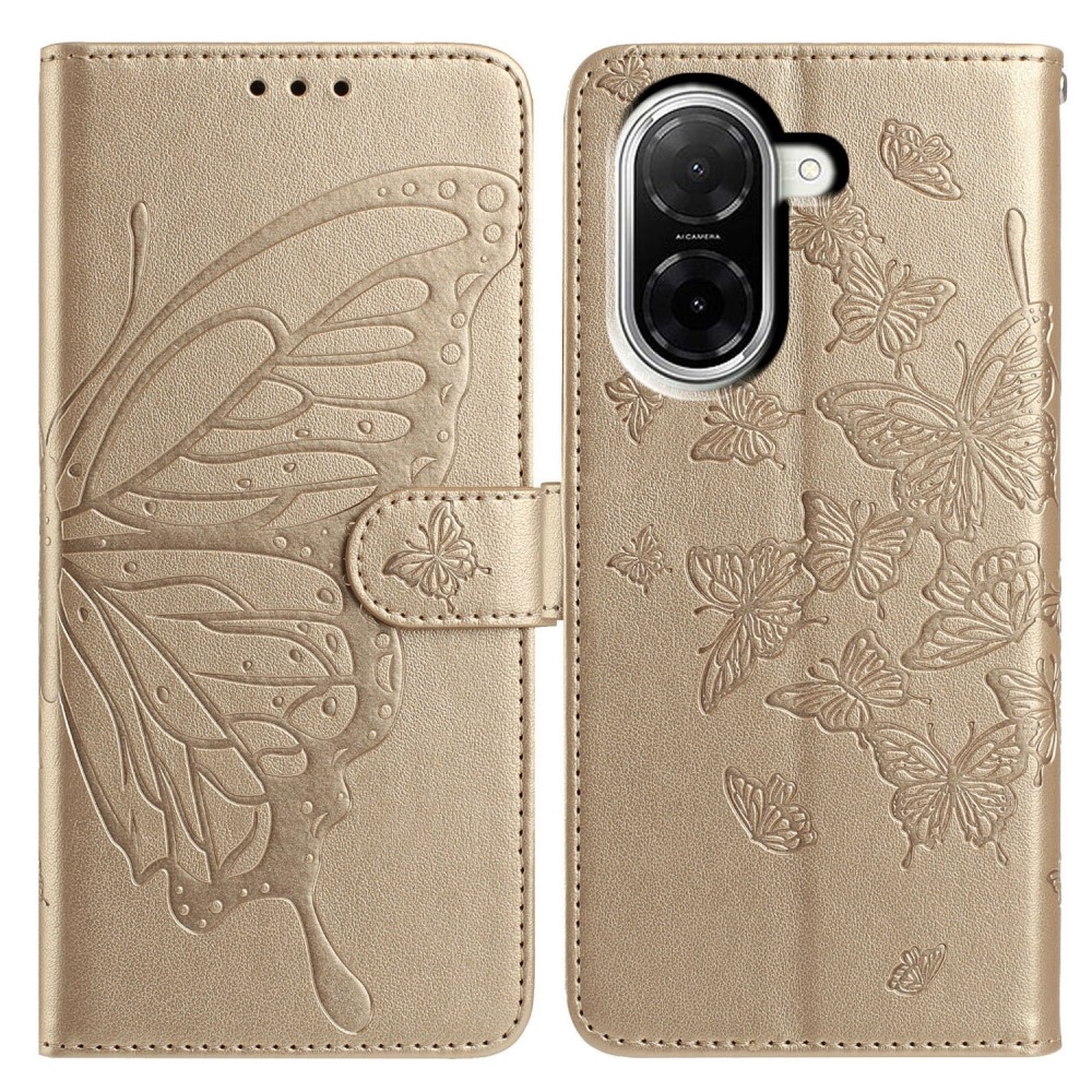 Floral Butterfly knížkové pouzdro na Xiaomi Redmi A5 (171.7x77.8x8.3mm) - zlaté