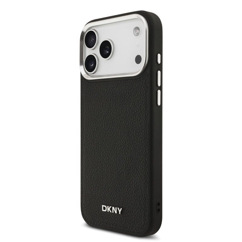 DKNY PU Leather Metal Logo Wrist Chain MagSafe Zadní Kryt pro iPhone 17 Pro Max Black