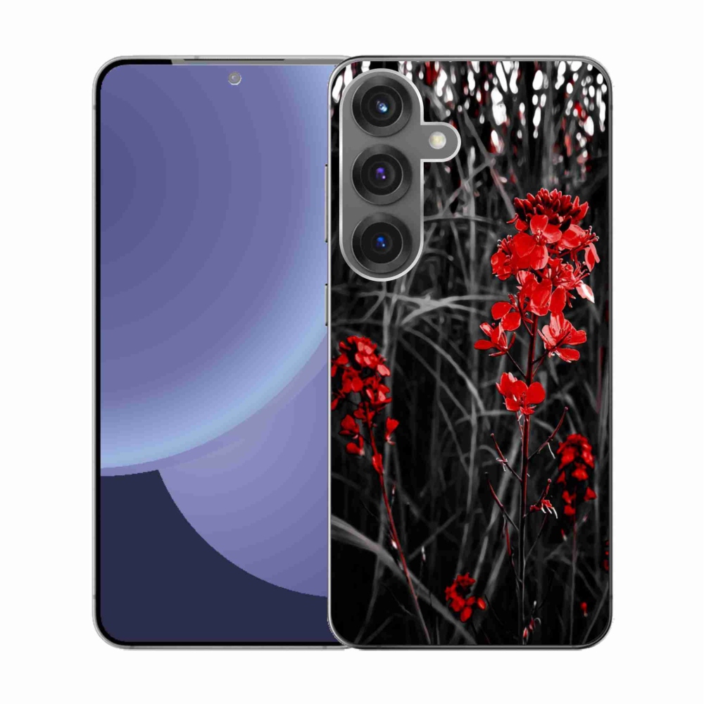 Gelový kryt mmCase na Samsung Galaxy S25 - červená rostlina