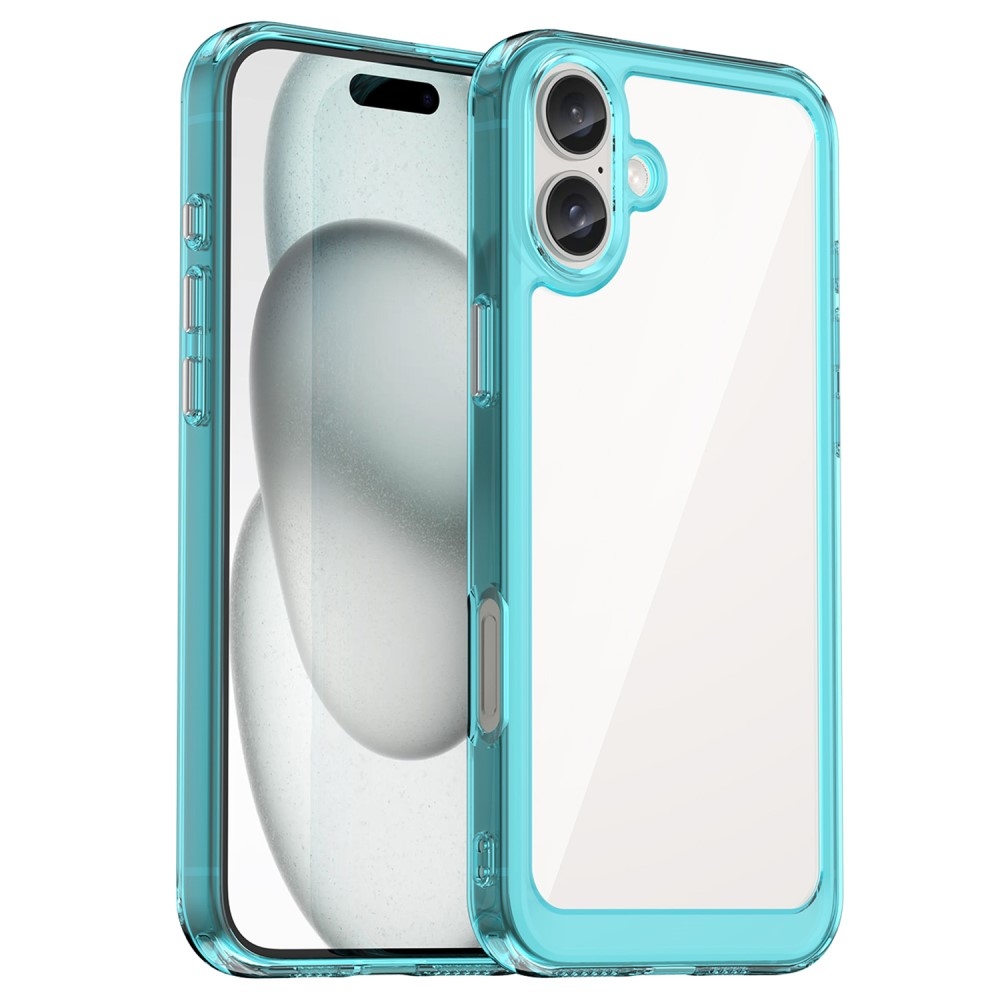 Gelový obal s pevnými zády na iPhone 16 - světlemodrý