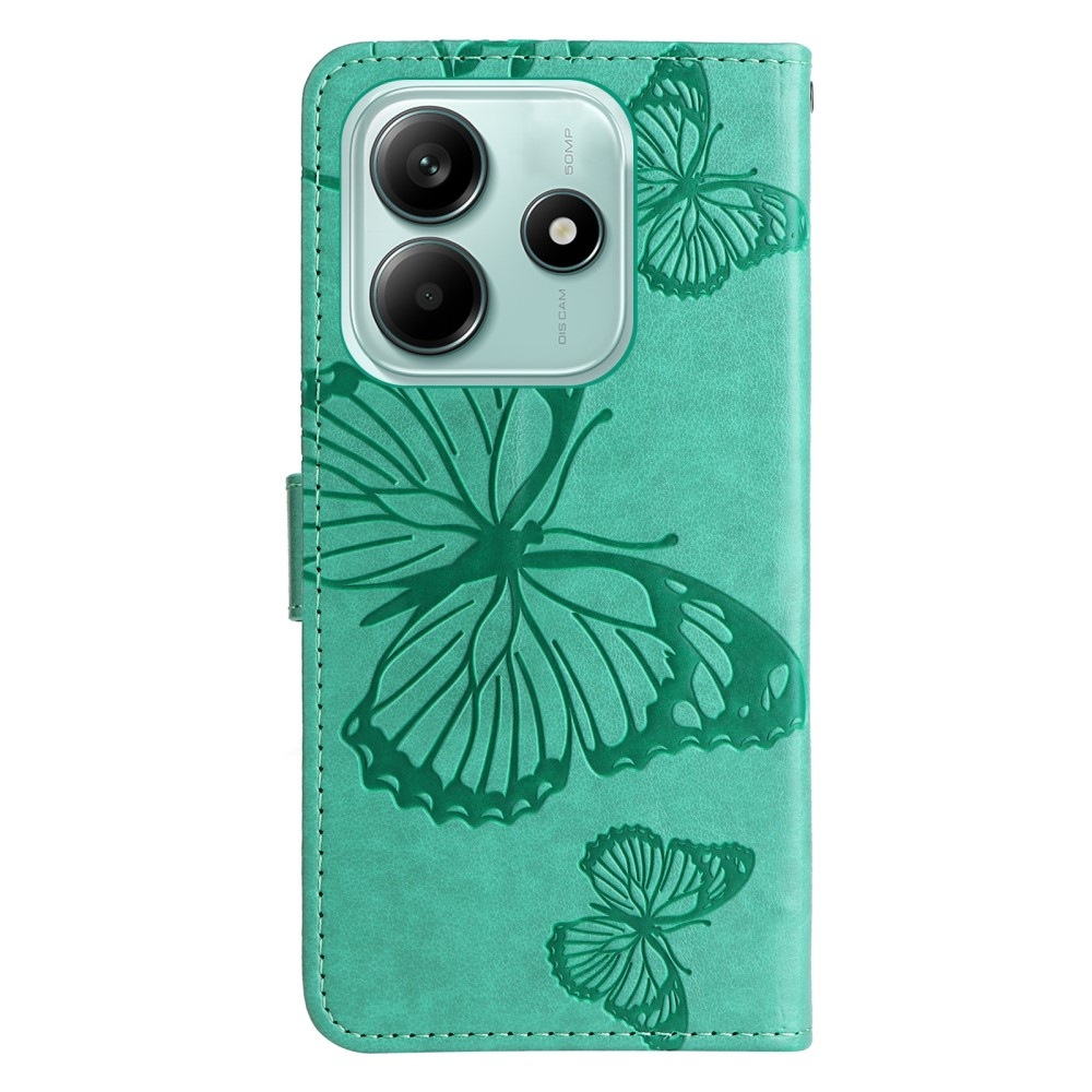 Big Butterfly knížkové pouzdro na Xiaomi Redmi Note 14 5G - modrozelené