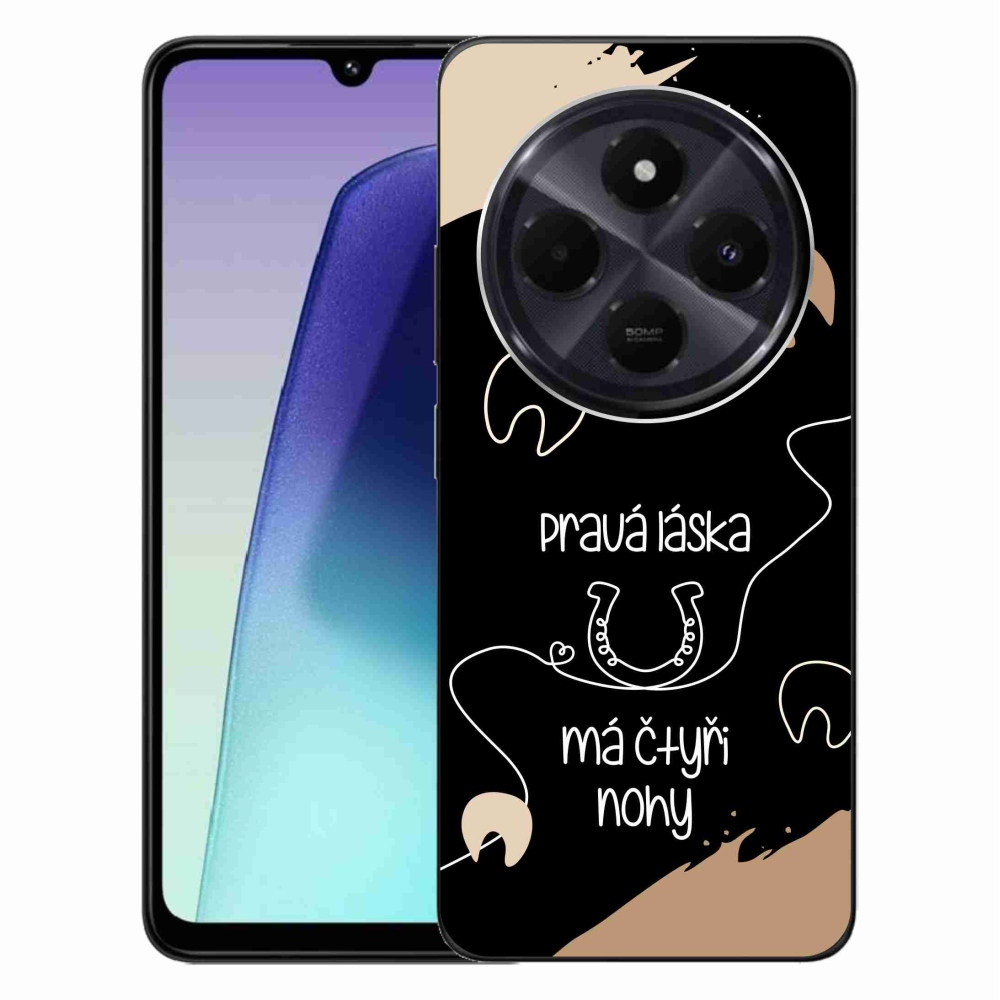 Gelový kryt mmCase na Xiaomi Redmi 14C/Poco C75 - koňský motiv černé pozadí