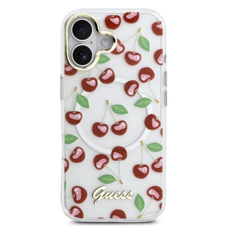 Guess IML Glitter Cherry MagSafe Zadní Kryt pro iPhone 17