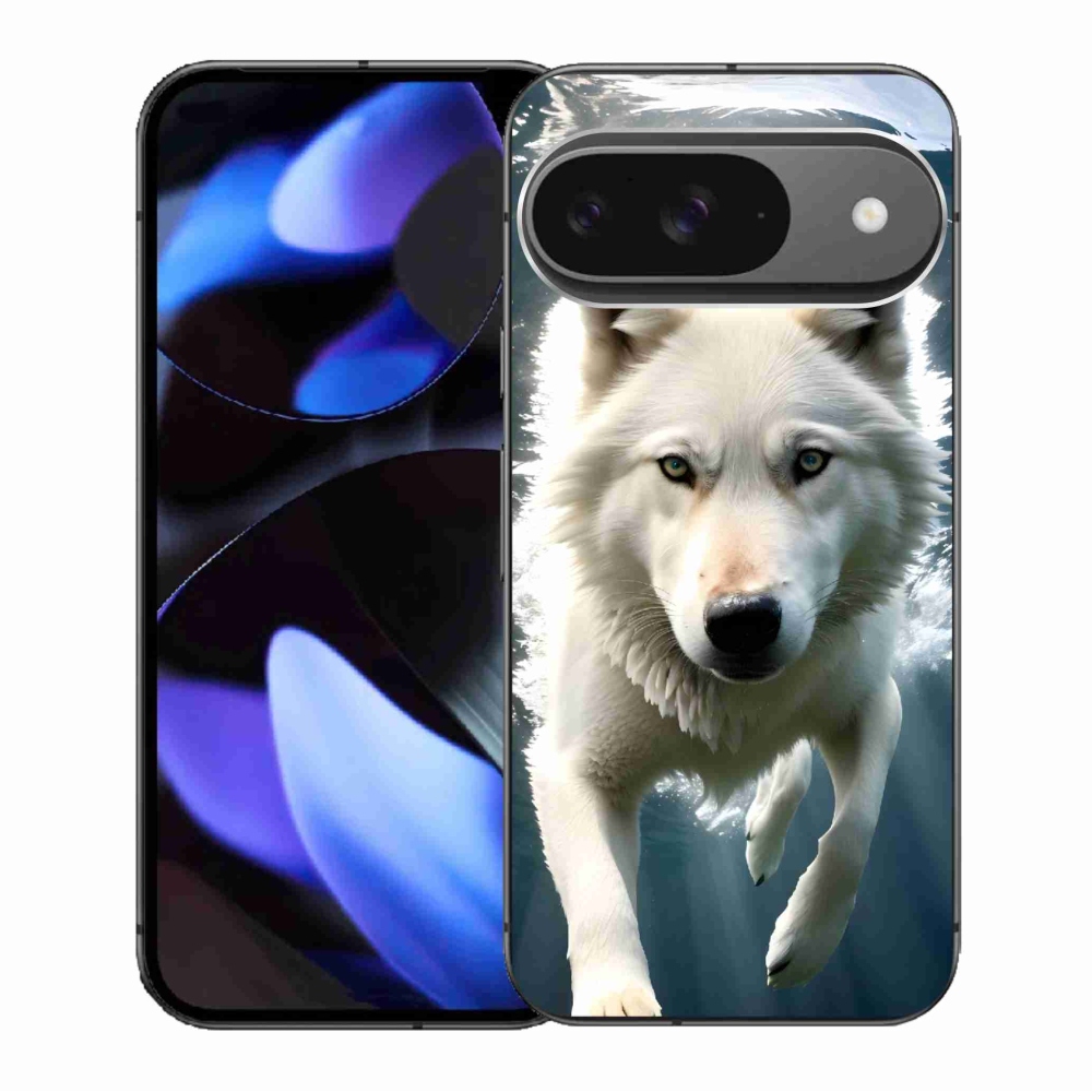 Gelový kryt mmCase na Google Pixel 9/9 Pro - bílý vlk
