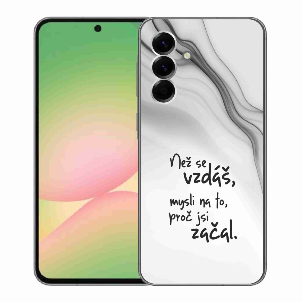 Gelový kryt mmCase na Samsung Galaxy A56 5G - citát 2 bílé pozadí