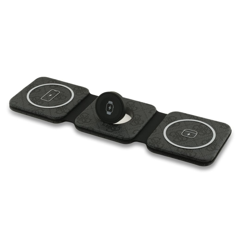 Guess PU 4G MagSafe Bezdrátová Nabíječka 3v1 Black