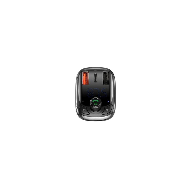 Baseus T Shaped S-13 Nabíječka Do Auta USB-A/USB-A/USB-C a FM Transmitter Black