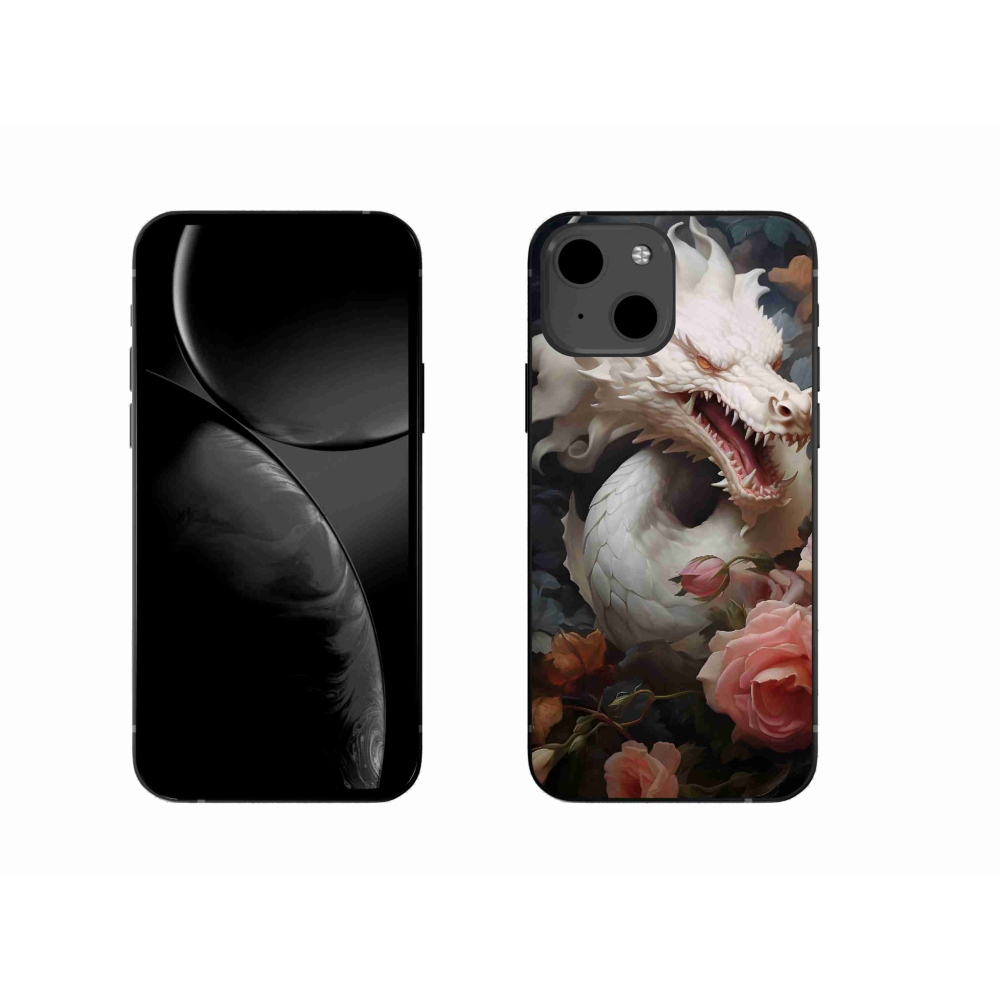 Gelový kryt mmCase na iPhone 13 - bílý drak