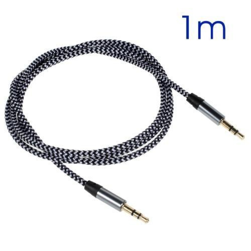Tkaný prodlužovací audio kabel jack/jack o délce 1m - černý