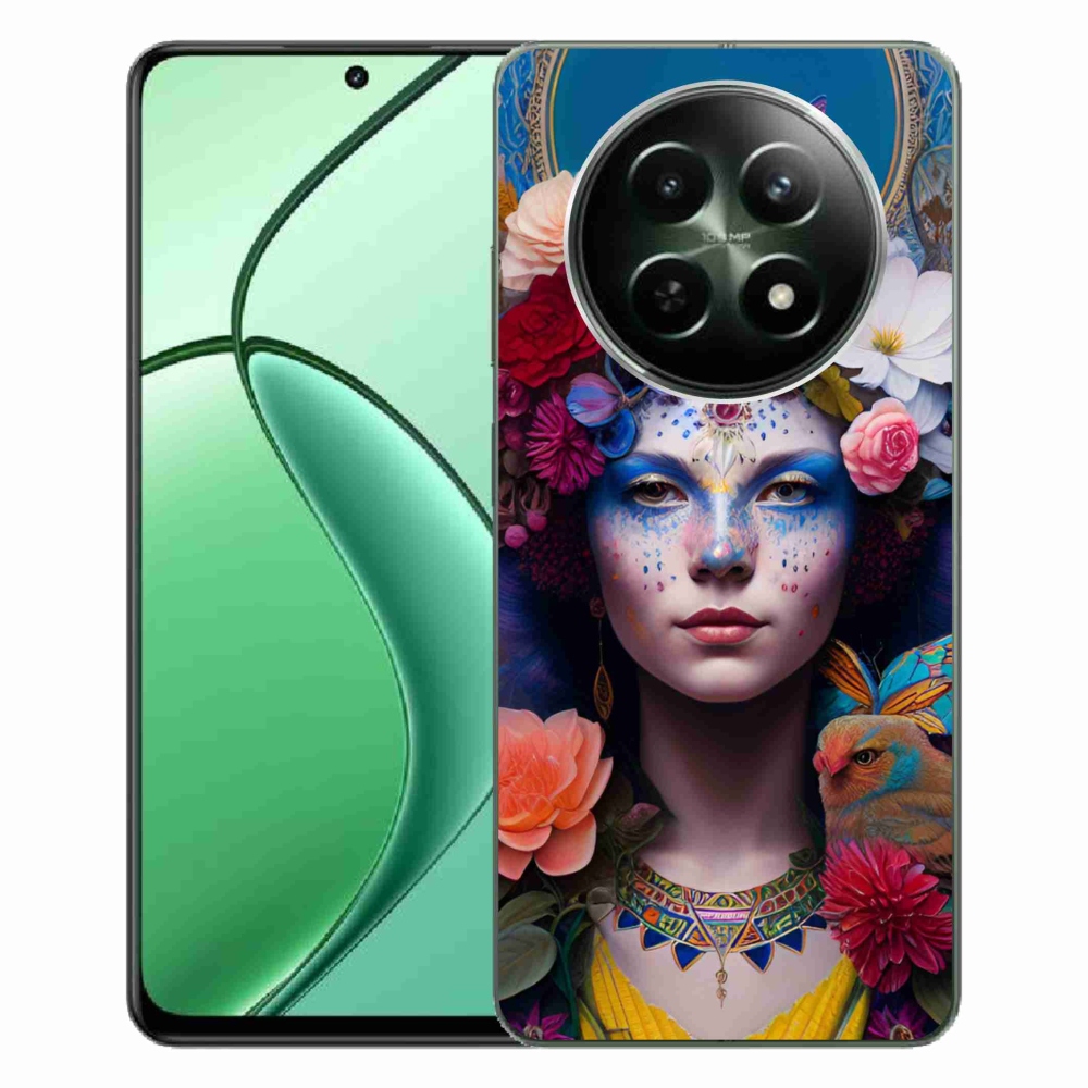 Gelový kryt mmCase na Realme 12 5G/12x 5G - žena s květinami
