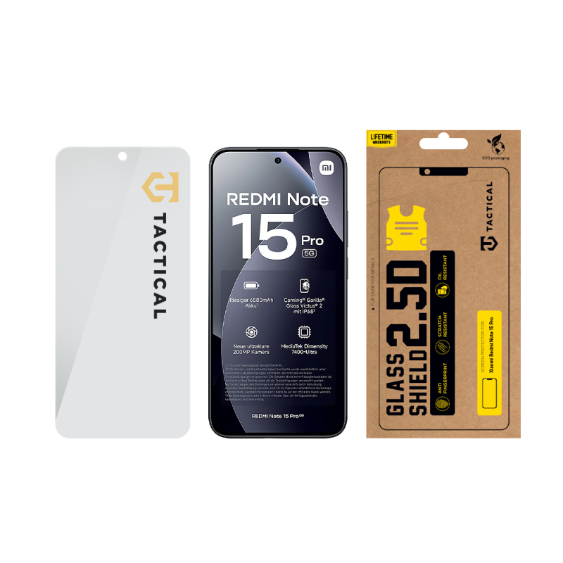 Tactical Glass Shield 2.5D sklo pro Xiaomi Redmi Note 15 Pro Clear