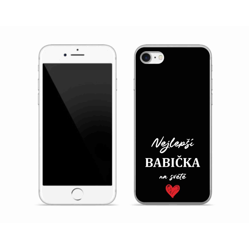 Gelový kryt mmCase na iPhone SE (2020) - nejlepší babička 1 černé pozadí