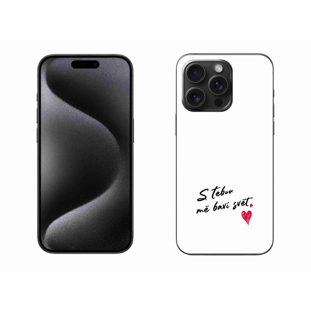 Gelový kryt mmCase na iPhone 15 Pro Max - zamilovaný text 1 bílé pozadí