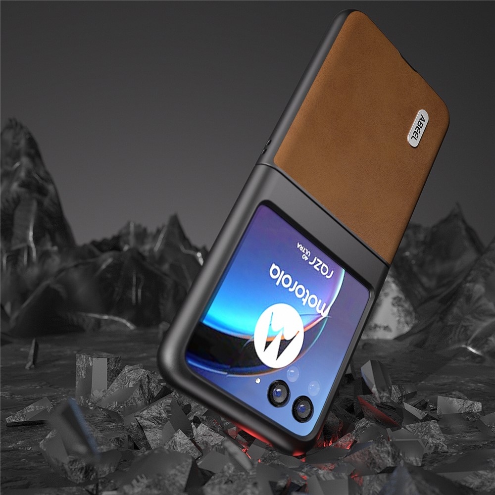 ABEEL plastový obal s pevnými zády na Motorola Razr 40 Ultra 5G - hnědý