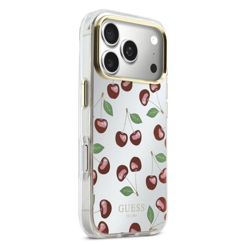 Guess TPU Glitter Cherry MagSafe Zadní Kryt pro iPhone 17 Pro