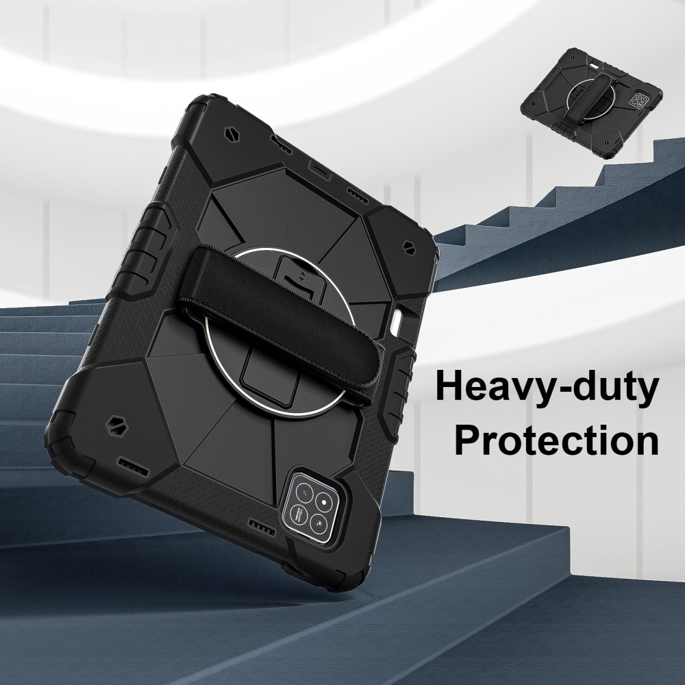 Strap odolný kryt s držákem na ruku a ramenním popruhem na Xiaomi Pad 7/7 Pro - černý