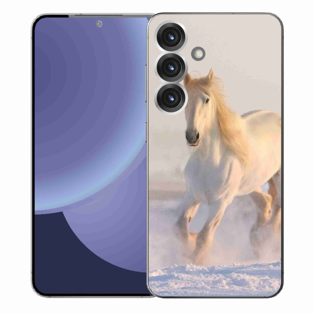 Gelový kryt mmCase na Samsung Galaxy S25+ - kůň ve sněhu