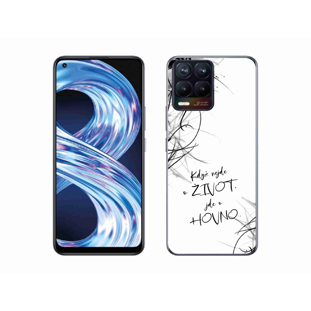 Gelový kryt mmCase na Realme 8 4G - vtipný text 16 bílé pozadí