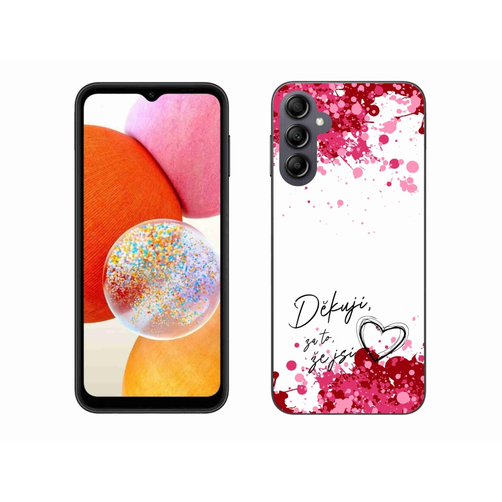 Gelový kryt mmCase na Samsung Galaxy A14 4G/5G - zamilovaný text 2 bílé pozadí