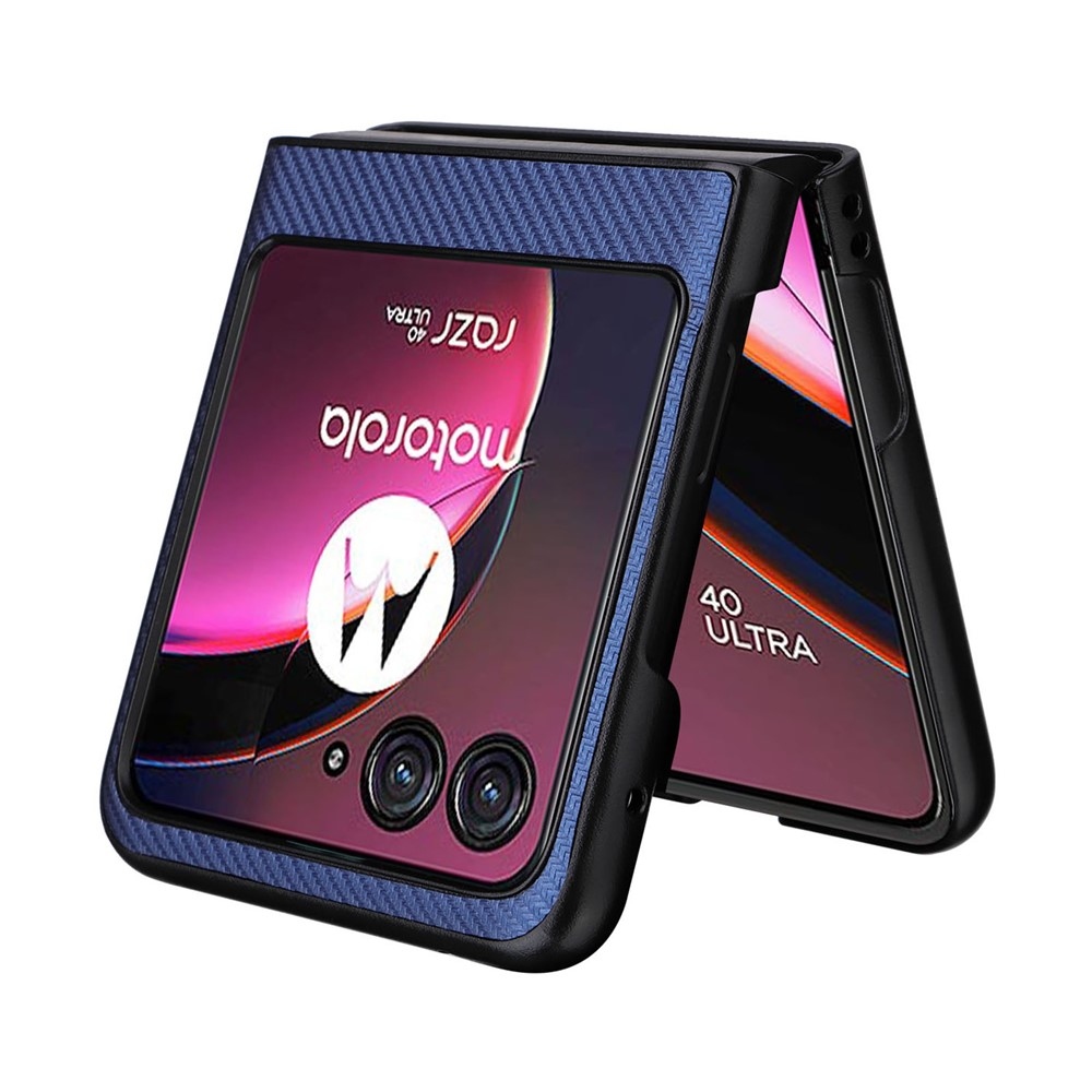 Textury plastový kryt s umělou kůží na Motorola Razr 40 Ultra 5G - modrý