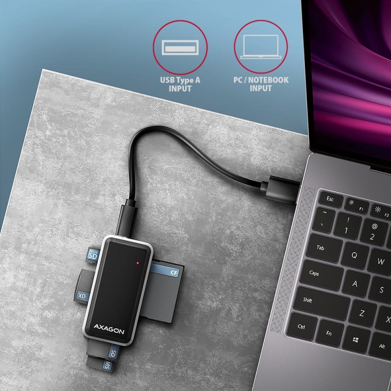 Axagon Mini USB Čtečka SD/microSD/XD/CF/MS Karet
