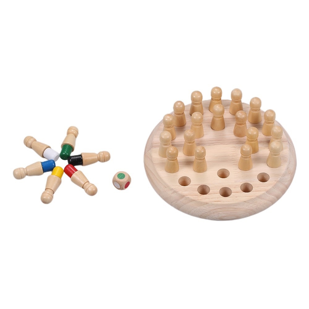 Logická dřevěná hra s barevnými kolíčky pro trénink paměti