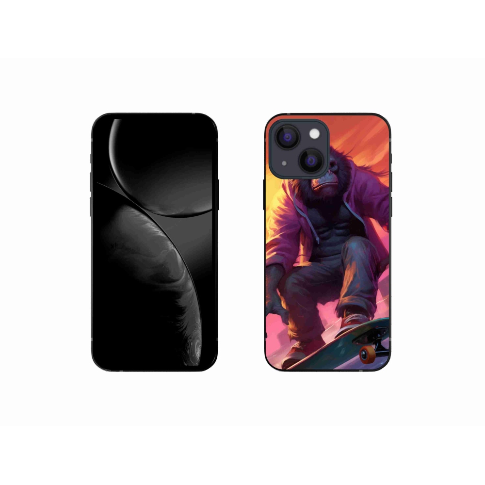 Gelový kryt mmCase na iPhone 13 mini - gorila na skateboardu