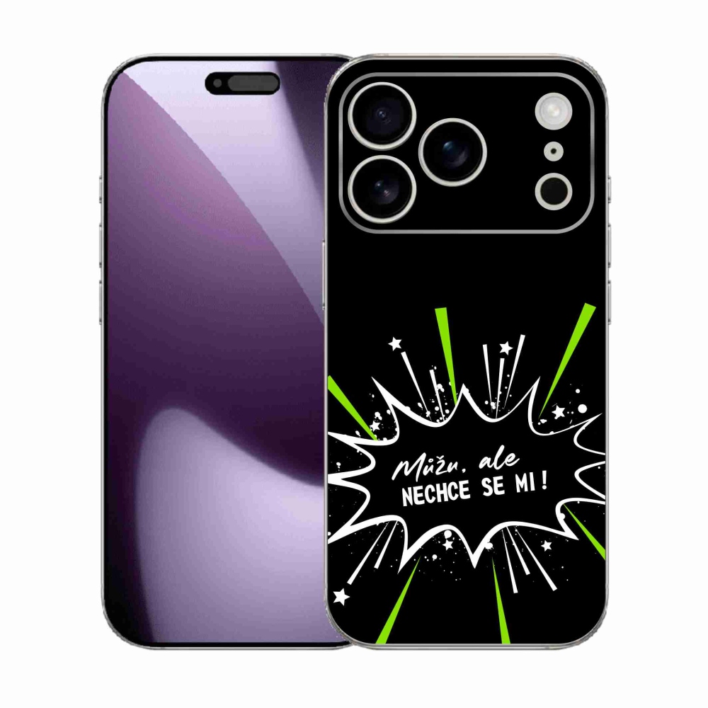 Gelový kryt mmCase na iPhone 17 Pro - vtipný text 11 černé pozadí