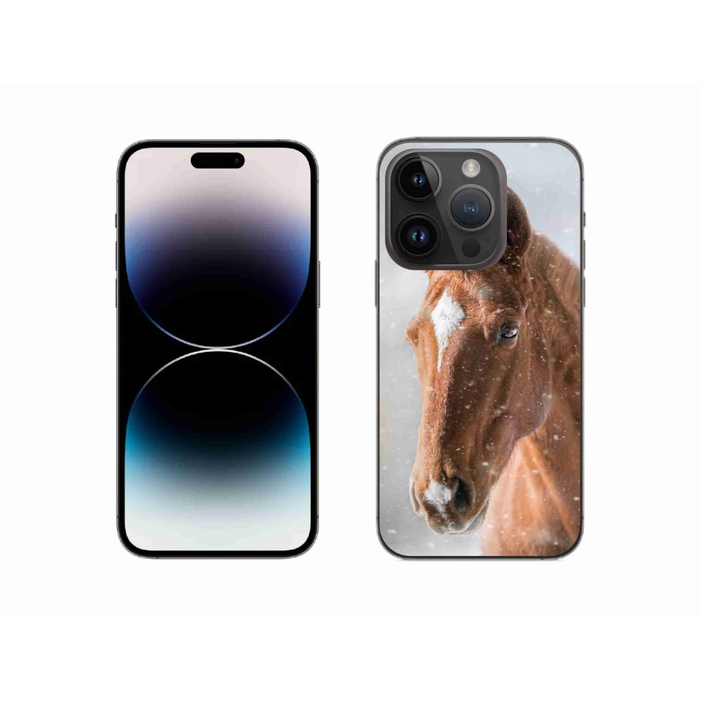Gelový kryt mmCase na iPhone 14 Pro - hnědý kůň 2