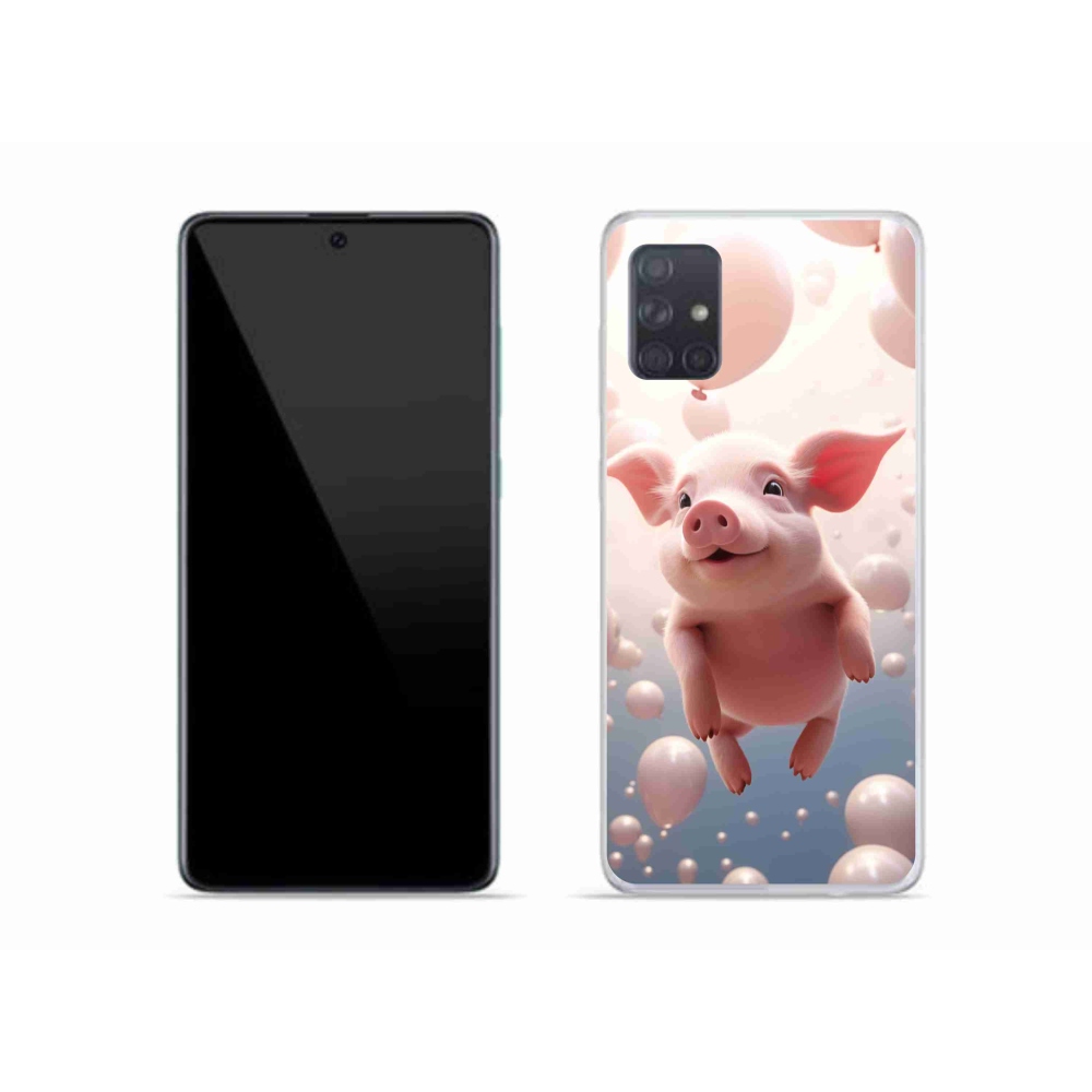 Gelový kryt mmCase na Samsung Galaxy A51 - prasátko s balónky