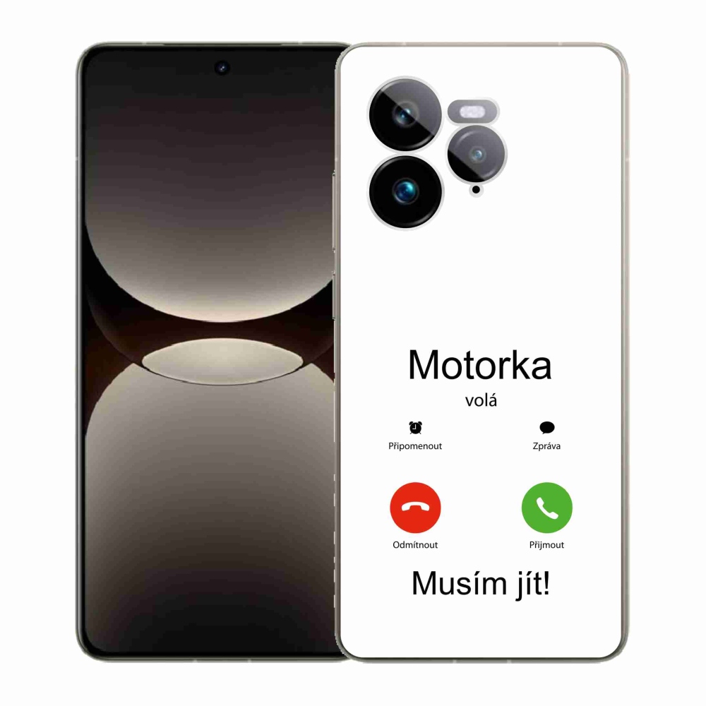 Gelový kryt mmCase na Realme GT 7 Pro 5G - motorka volá bílé pozadí