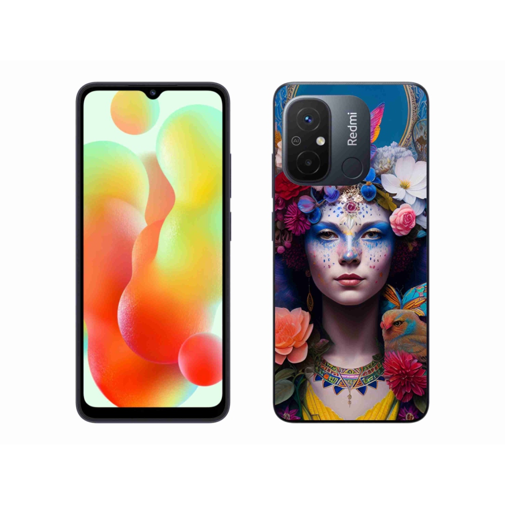 Gelový kryt mmCase na Xiaomi Redmi 12C - žena s květinami
