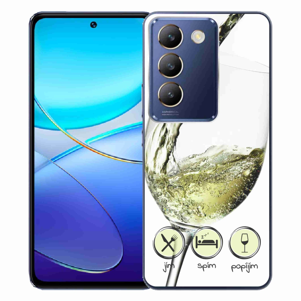 Gelový obal mmCase na Vivo V40 SE 4G/5G - sklenička vína bílé