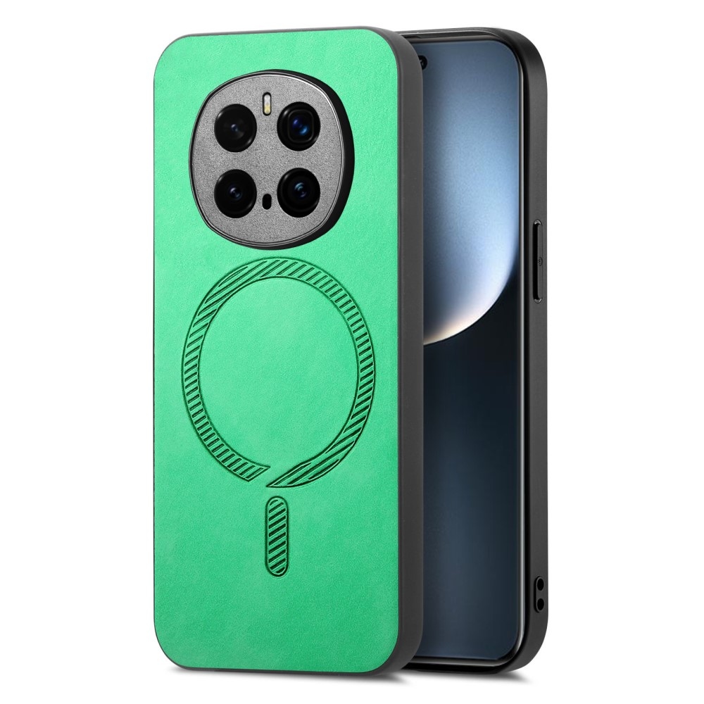 Skiny gelový obal s umělou kůží a podporou MagSafe na Honor Magic 7 Pro 5G - zelený
