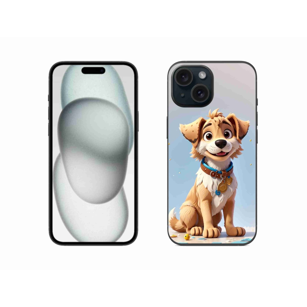 Gelový kryt mmCase na iPhone 15 - kreslené štěně