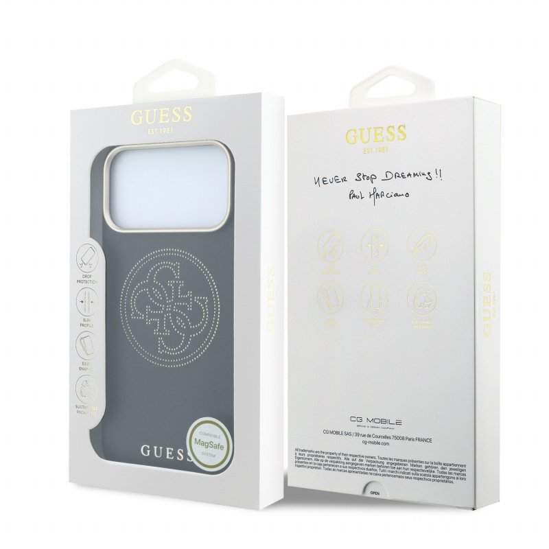 Guess PU Semi Wrap Perforated 4G Logo MagSafe Zadní Kryt pro iPhone 18 Pro Black