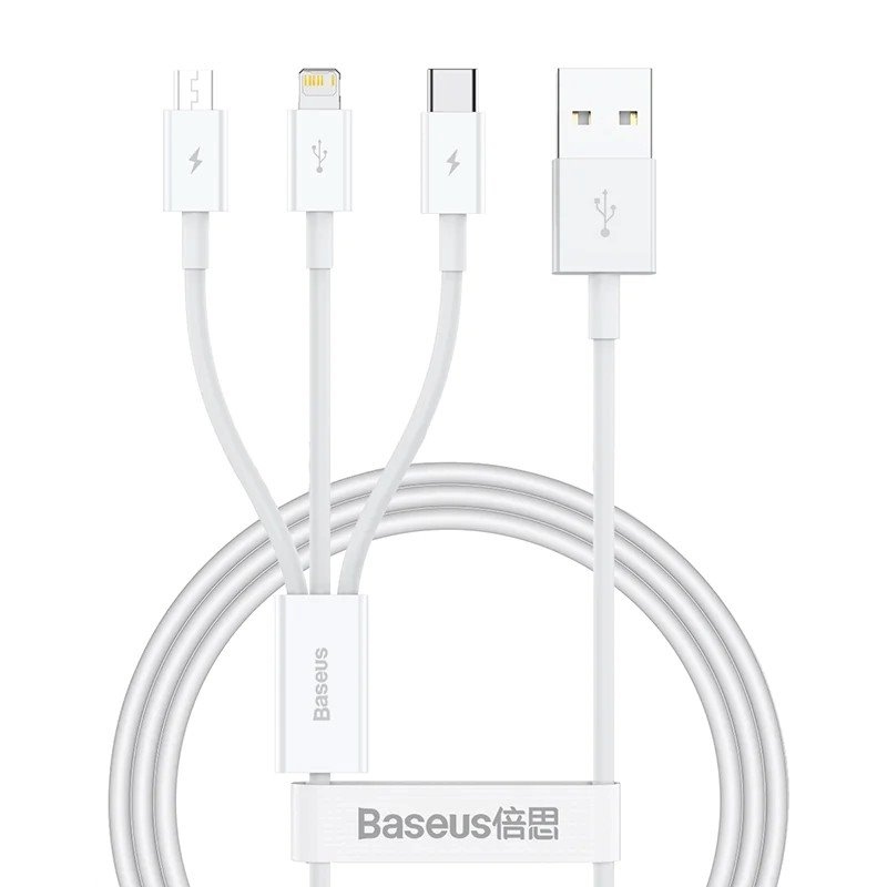 Baseus Superior Series Fast Charging Datový Kabel USB-A - USB-C/microUSB/Lightning 3.5A 1m Stellar White